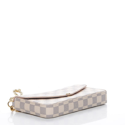 Louis Vuitton Damier Azur Pochette Felicie Chain Wallet Rose Ballerine 4 of 10