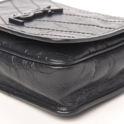 Saint Laurent Crinkled Calfskin Matelasse Monogram Niki Chain Wallet Fog 8 of 9