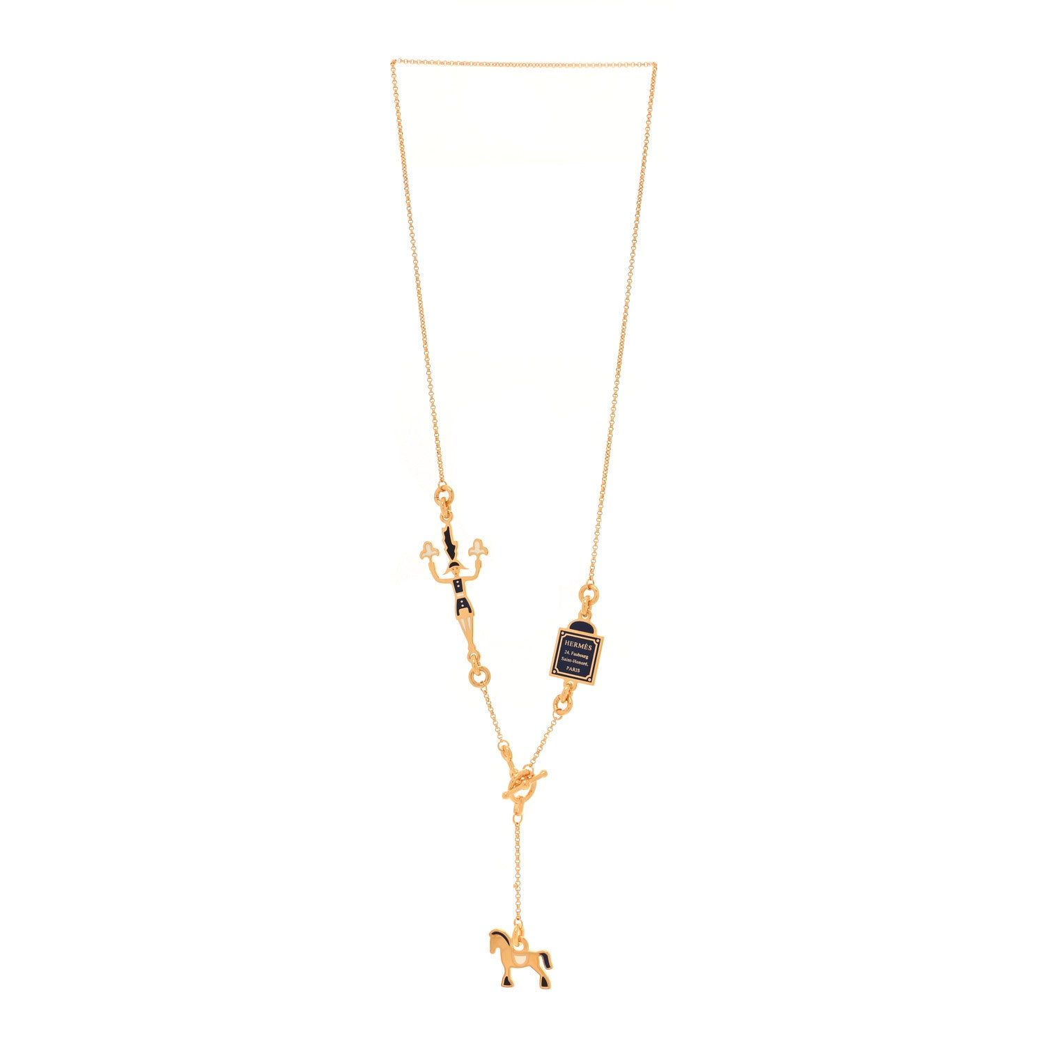Hermes Metal Enamel Cheval Grand Parade Necklace Gold 3 of 6
