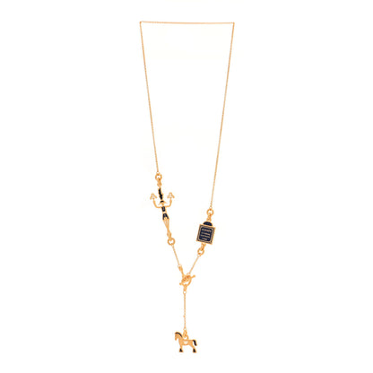 Hermes Metal Enamel Cheval Grand Parade Necklace Gold 3 of 6
