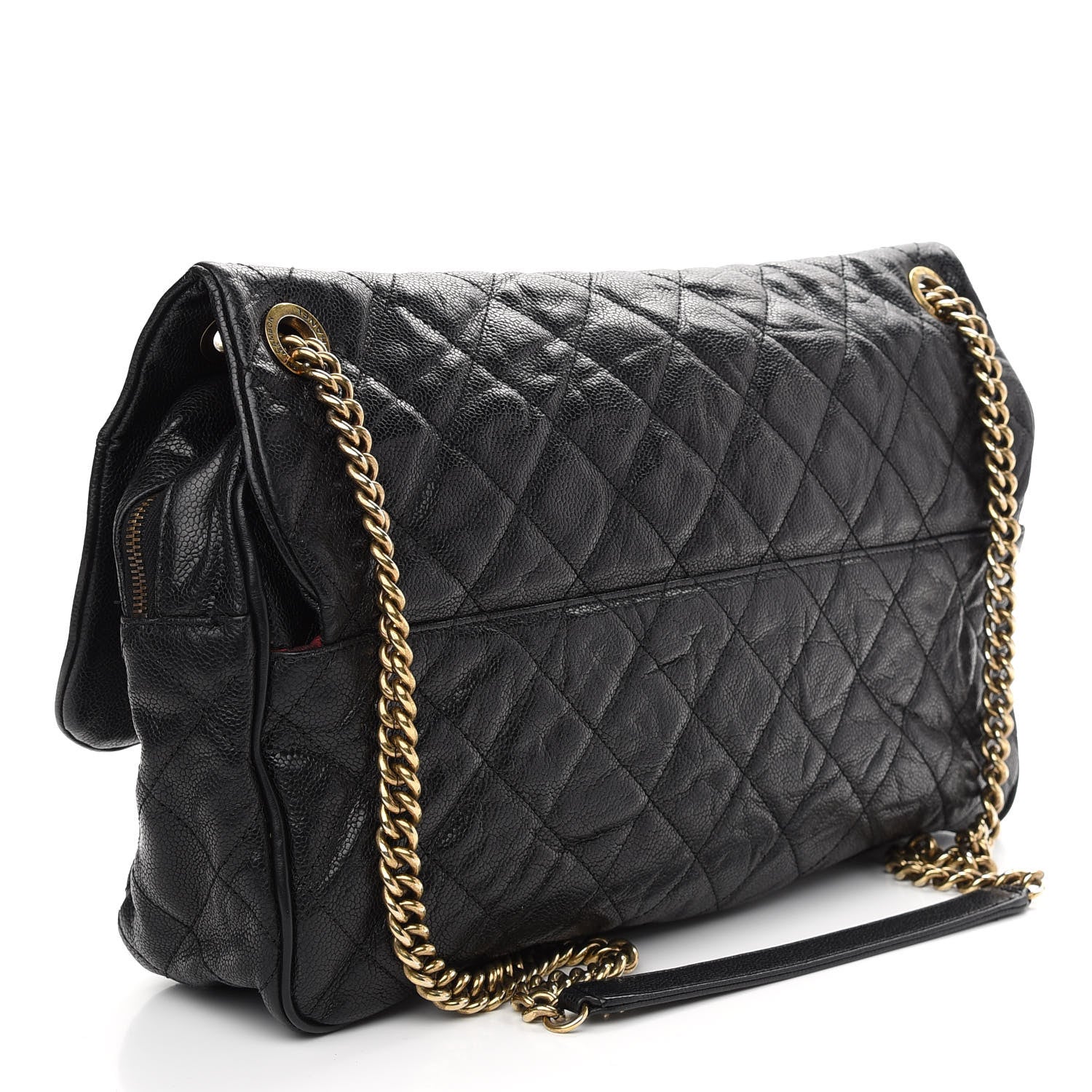 Chanel Crumpled Grained Calfskin Quilted Maxi Shiva Flap Black 3 of 9