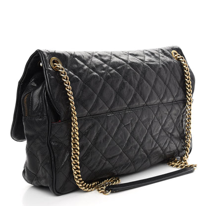 Chanel Crumpled Grained Calfskin Quilted Maxi Shiva Flap Black 3 of 9