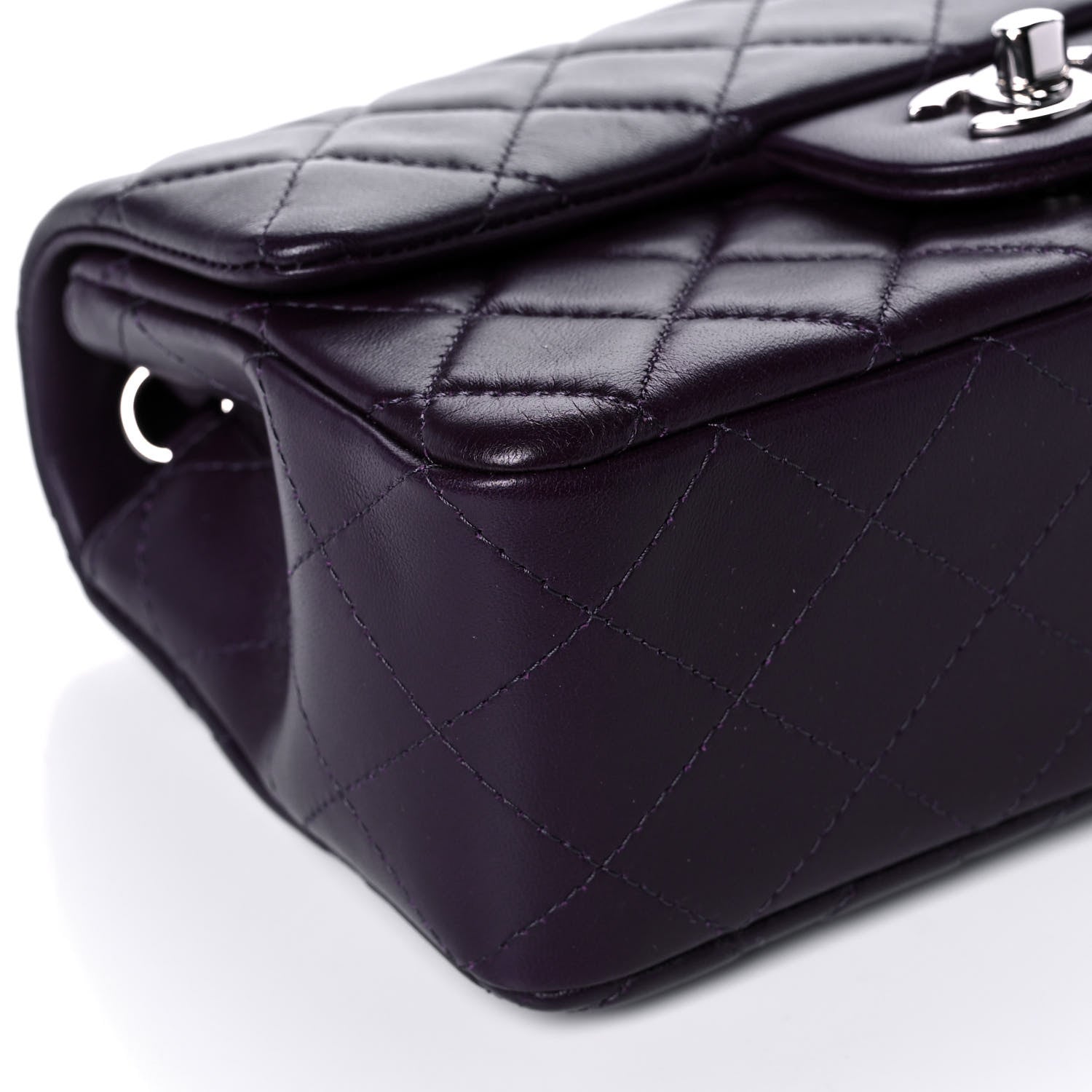 Chanel Lambskin Quilted Mini Rectangular Flap Dark Purple 10 of 13