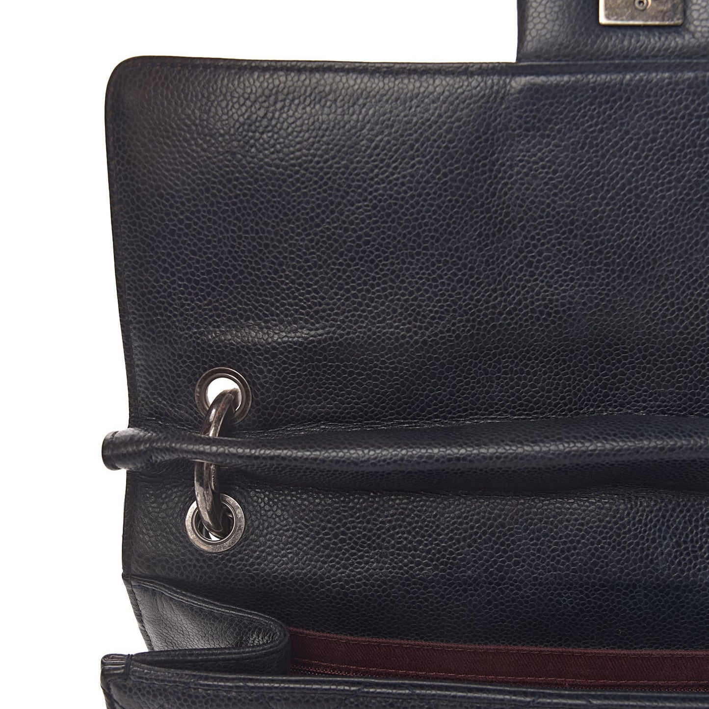 Caviar Quilted Large Retro Class Flap Dark Navy Blue