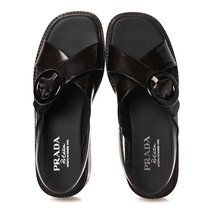 Prada Spazzolato Fume Re-Edition 1996 Buckle Sandals 41 Bruciato 2 of 11