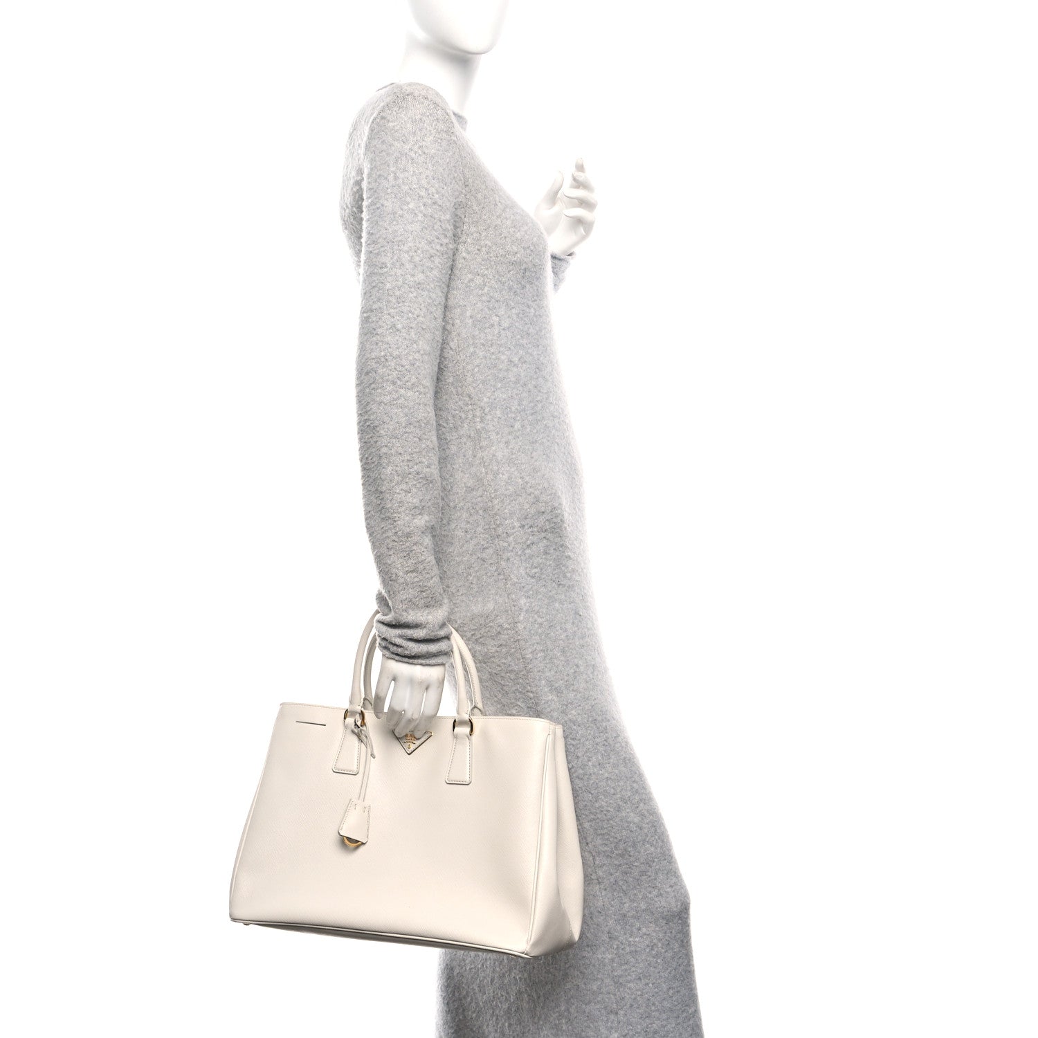 Prada Saffiano Lux Large Galleria Double Zip Tote Talco 2 of 14