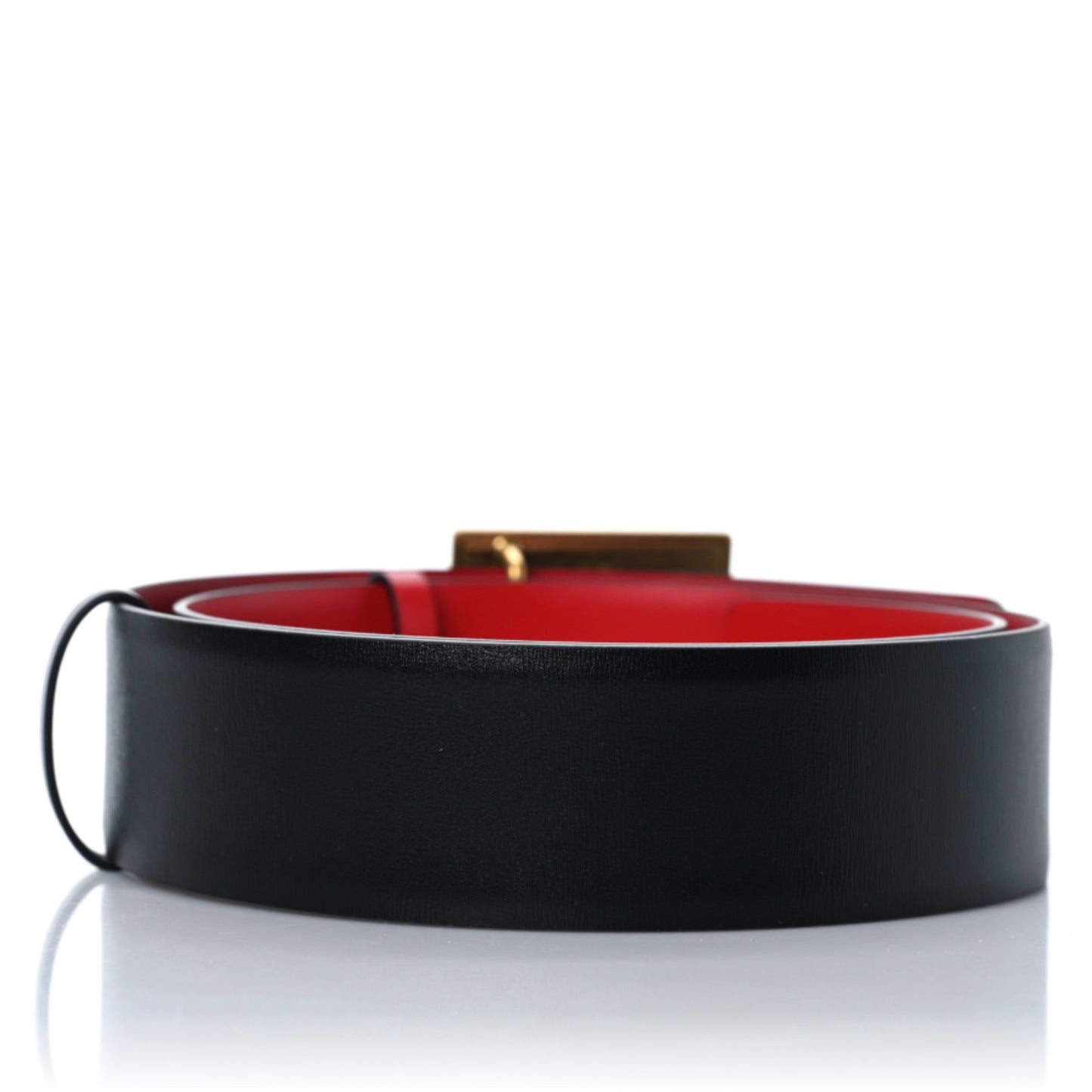 Glossy Calfskin One Stud Reversible Belt 70 28 Black Pure Red