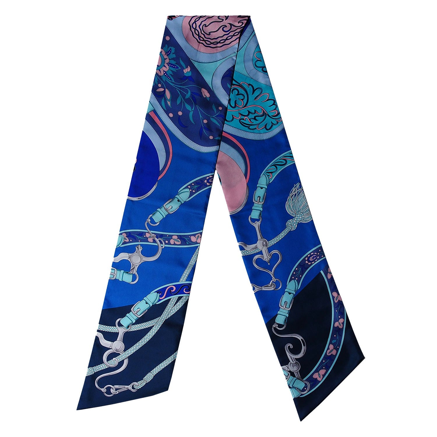 Hermes Silk Festival des Amazones Maxi Twilly Marine Turquoise Rose 1 of 5