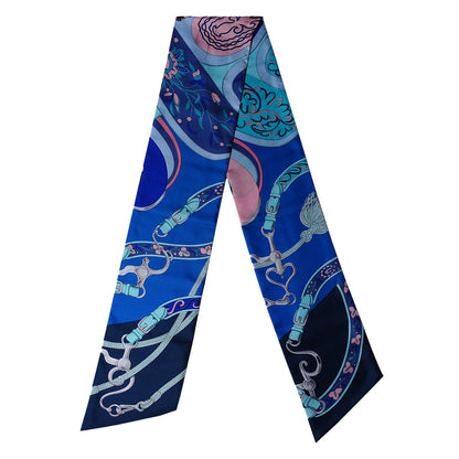 Hermes Silk Festival des Amazones Maxi Twilly Marine Turquoise Rose 1 of 5