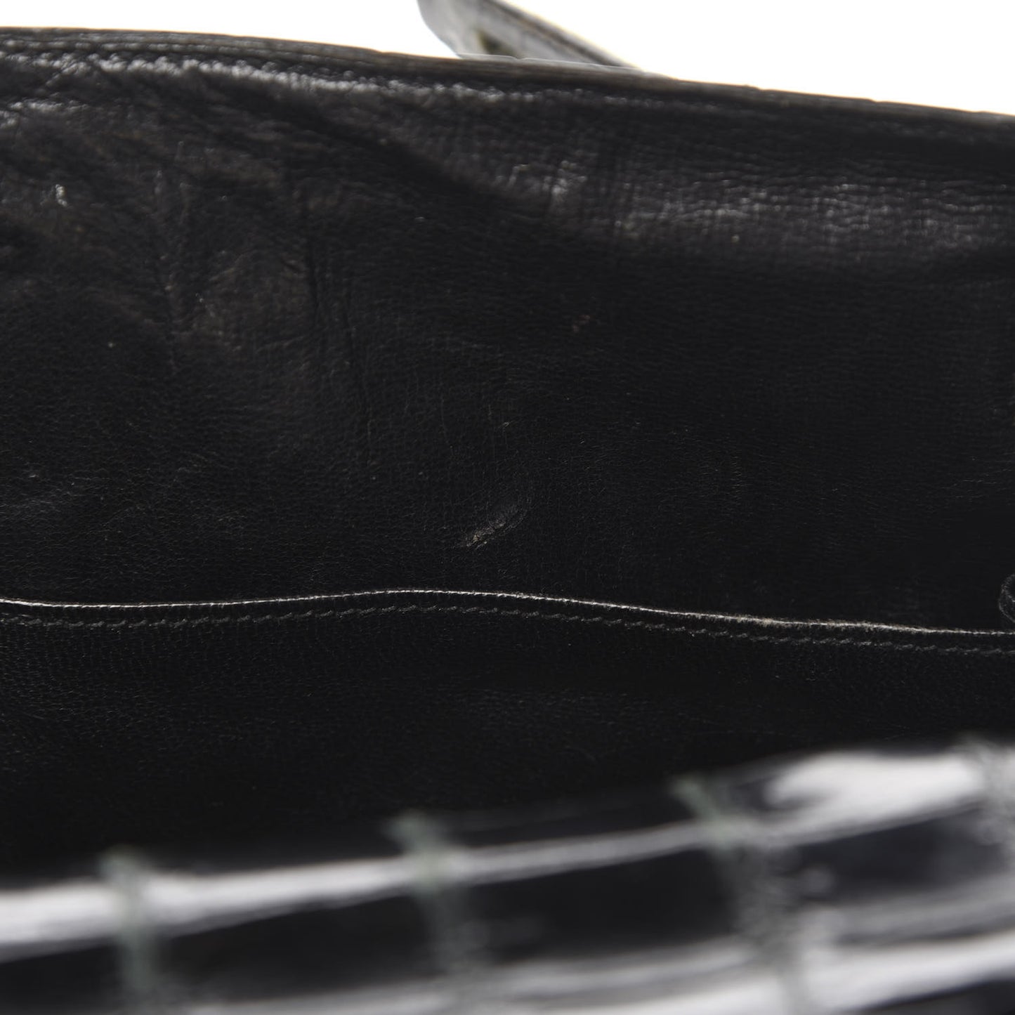 Shiny Porosus Crocodile Kelly Sellier 32 Black