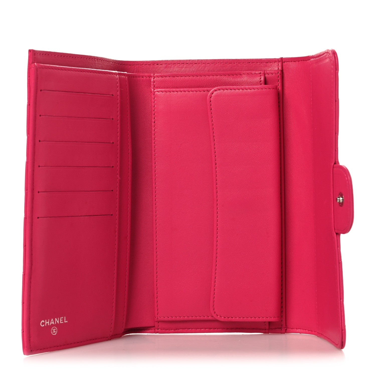 Chanel Lambskin Quilted Large Gusset Flap Wallet Pink 5 of 9