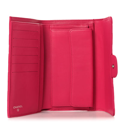 Chanel Lambskin Quilted Large Gusset Flap Wallet Pink 5 of 9