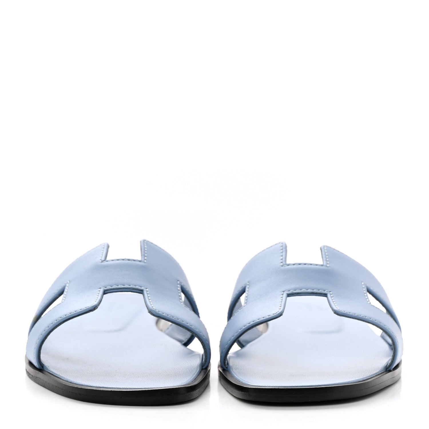 Hermes Box Calfskin Oran Sandals 37 Light Bleu 2 of 8