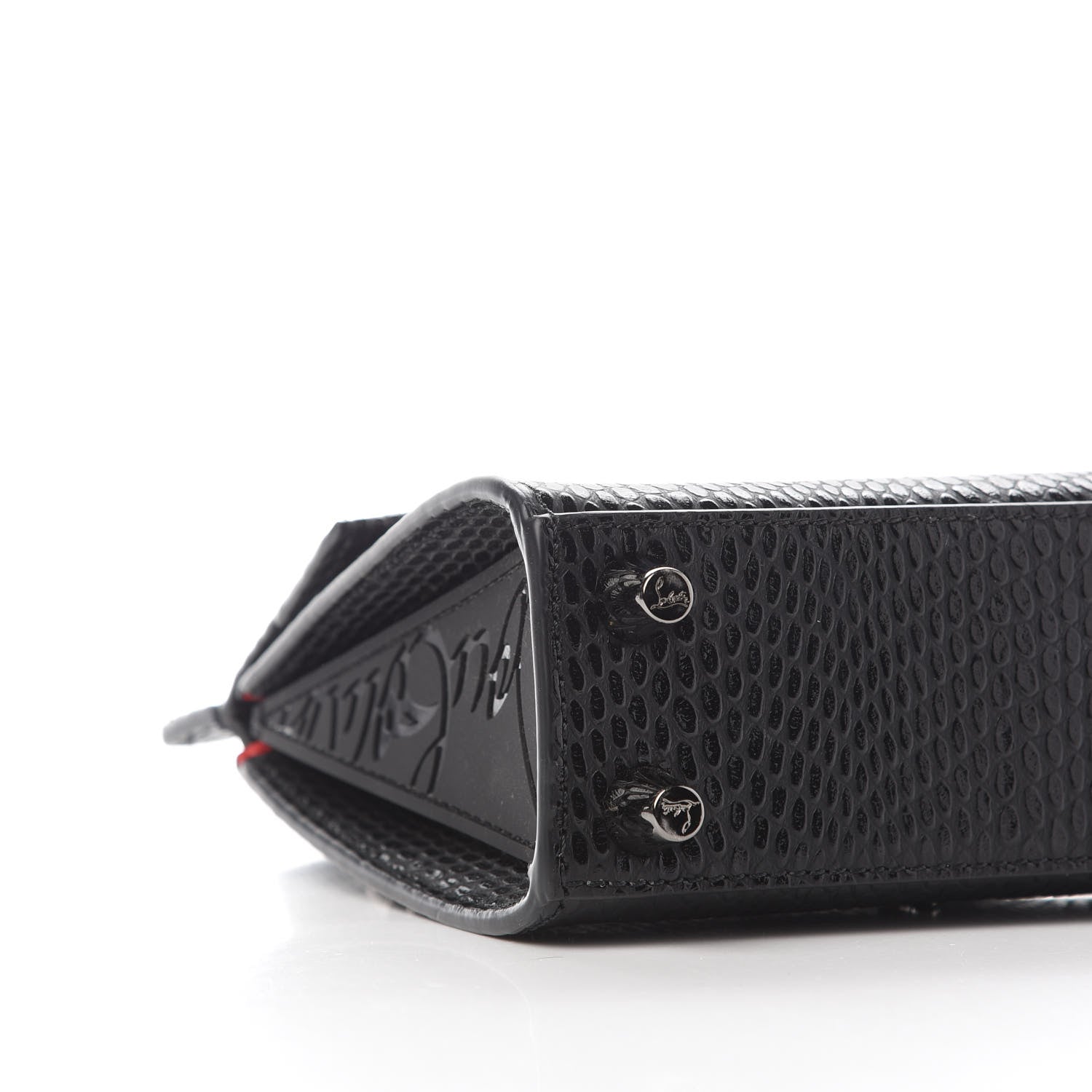 Christian Louboutin Calfskin Snakeskin Embossed Jurassic Mini Paloma Black 6 of 7