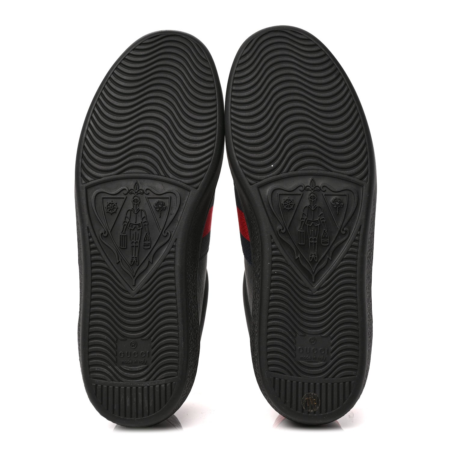 Gucci Miro Soft Calfskin Laminated Ayers Web Bee Embroidered Mens Ace Sneakers 7.5 Black Red Flame Night 6 of 9