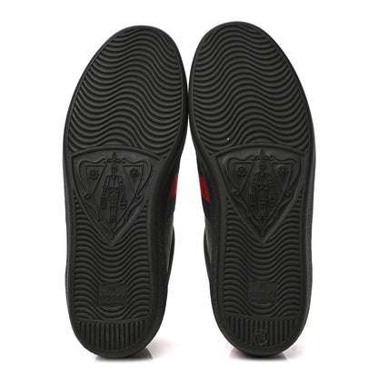Gucci Miro Soft Calfskin Laminated Ayers Web Bee Embroidered Mens Ace Sneakers 7.5 Black Red Flame Night 6 of 9