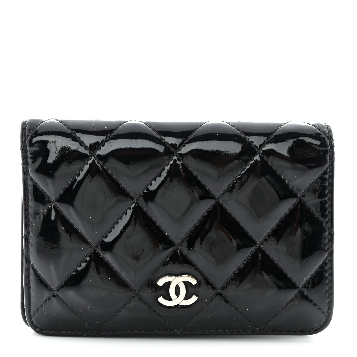 Chanel Patent Quilted Card Holder Wallet Black 1 of 12