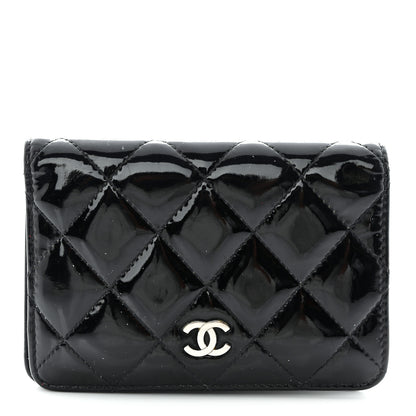 Chanel Patent Quilted Card Holder Wallet Black 1 of 12