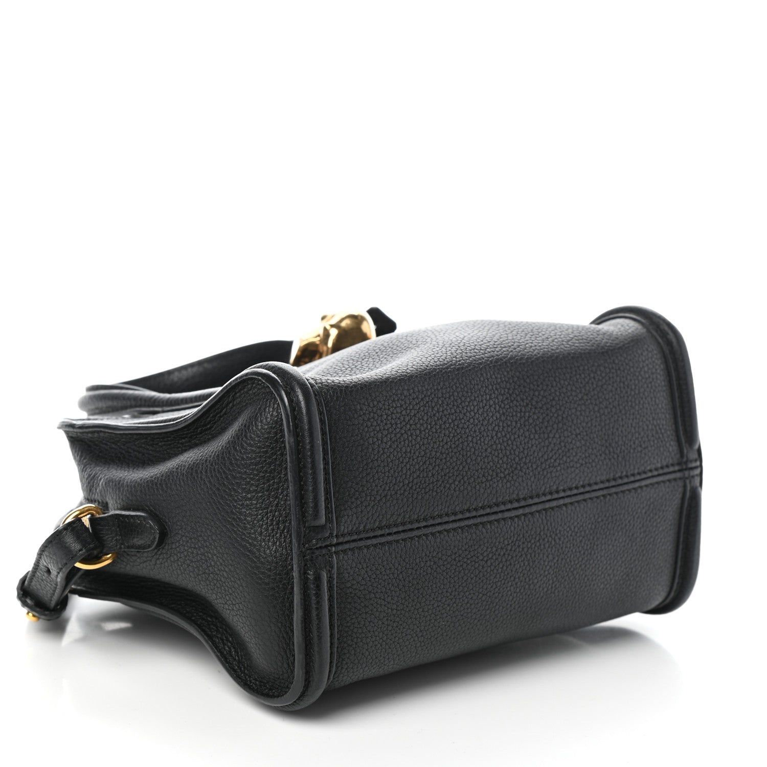 Alexander McQueen Pebbled Calfskin Mini Skull Padlock Zip Around Tote Black 4 of 9