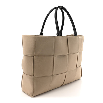 Bottega Veneta Canvas Intrecciato Large Arco Tote Beige Black 4 of 14
