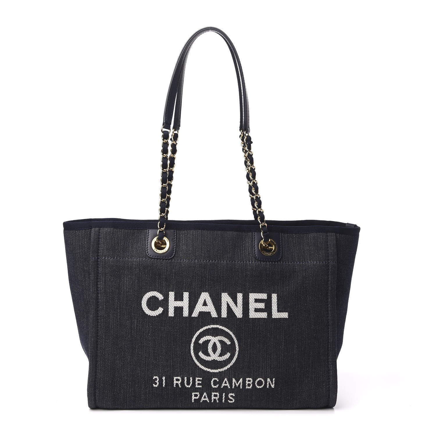 Chanel Denim Small Deauville Tote Dark Blue 1 of 11