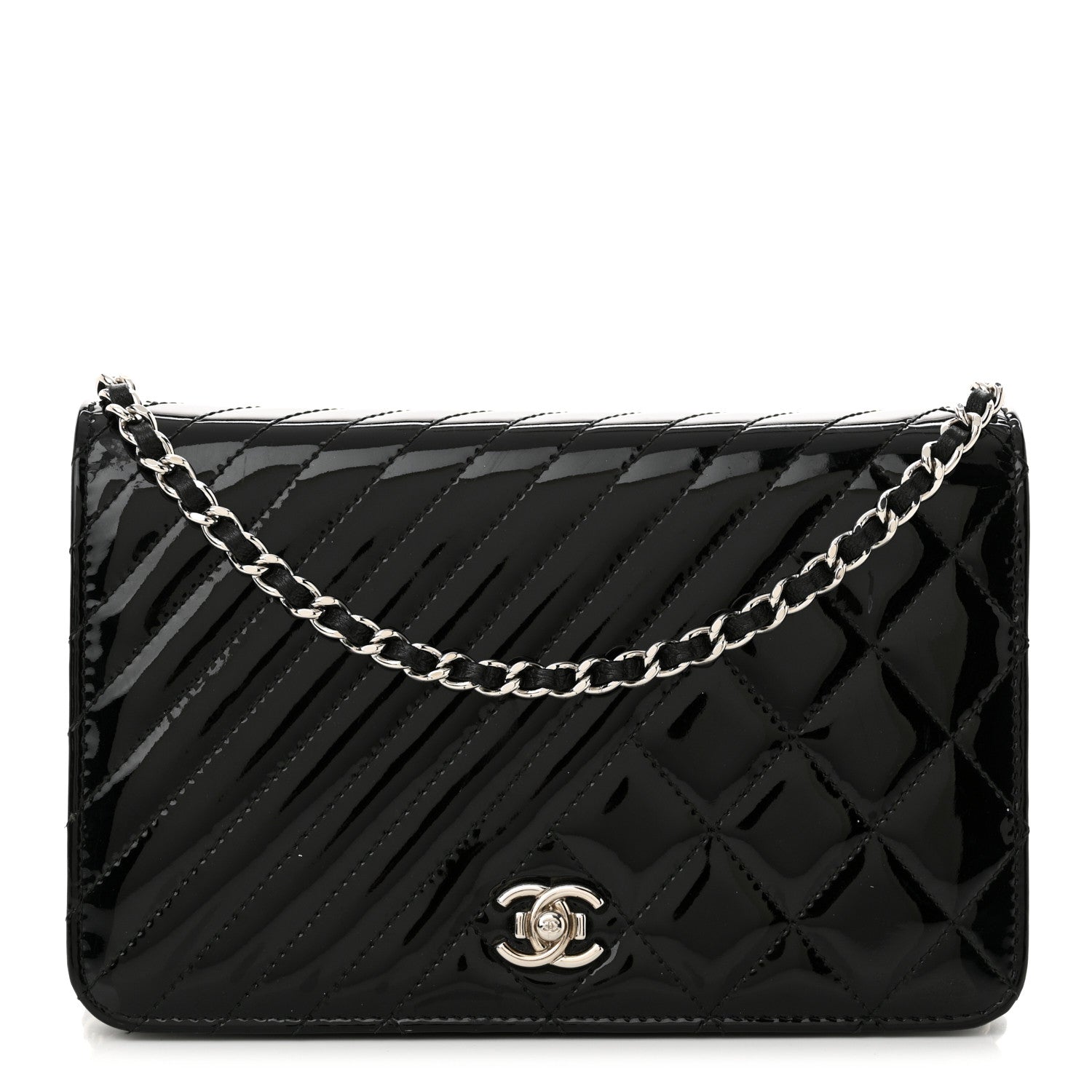 Chanel Patent Quilted Coco Boy Wallet On Chain WOC Black 1 of 17