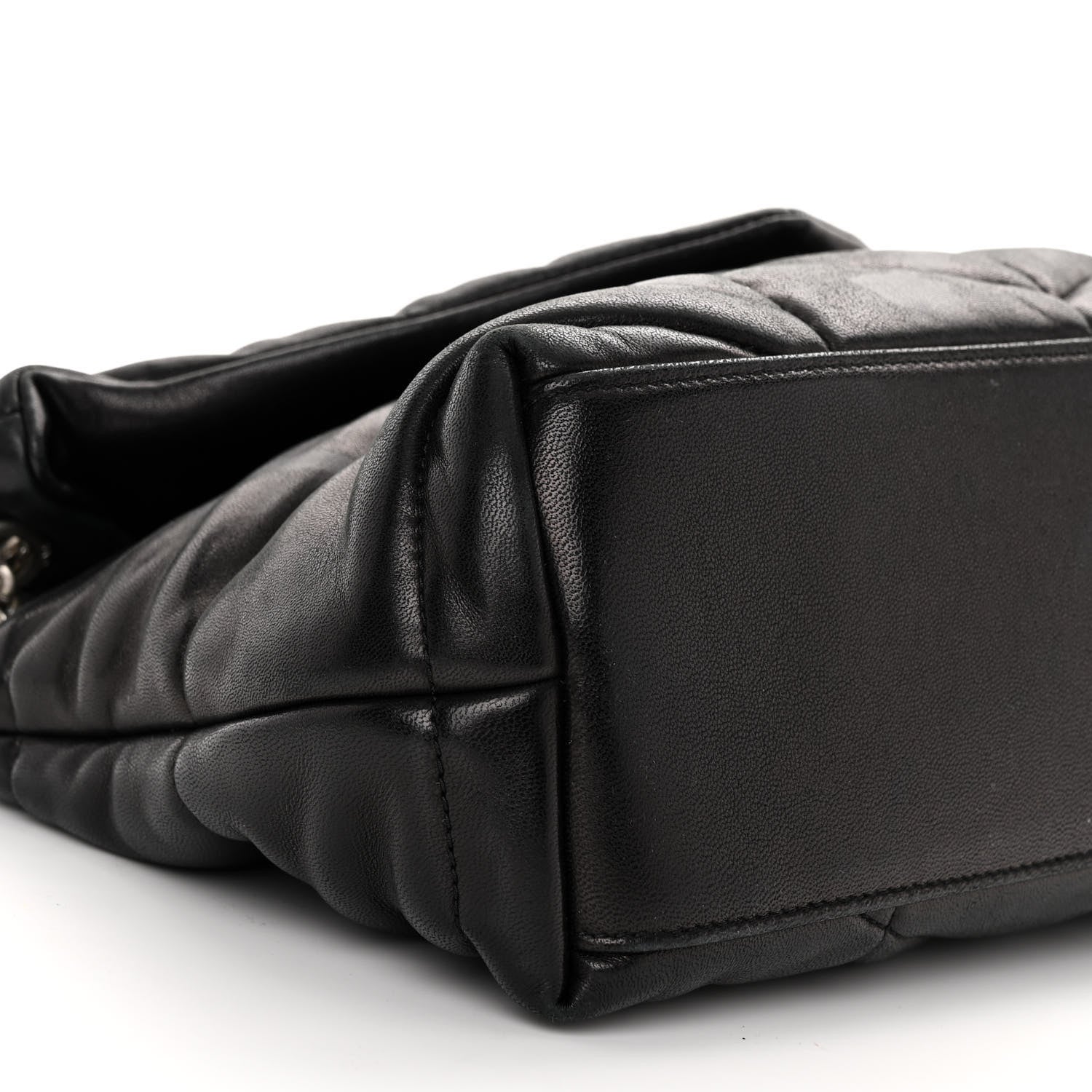 Saint Laurent SAINT LAURENT Lambskin Quilted Small Loulou Puffer Monogram Chain Satchel Black 8 of 9