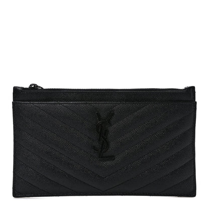 Saint Laurent Grain De Poudre Chevron Monogram Bill Pouch Black 1 of 6