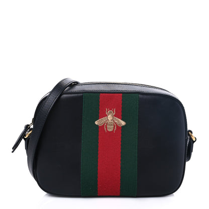 Gucci Calfskin Web Small Webby Bee Shoulder Bag Black 1 of 8