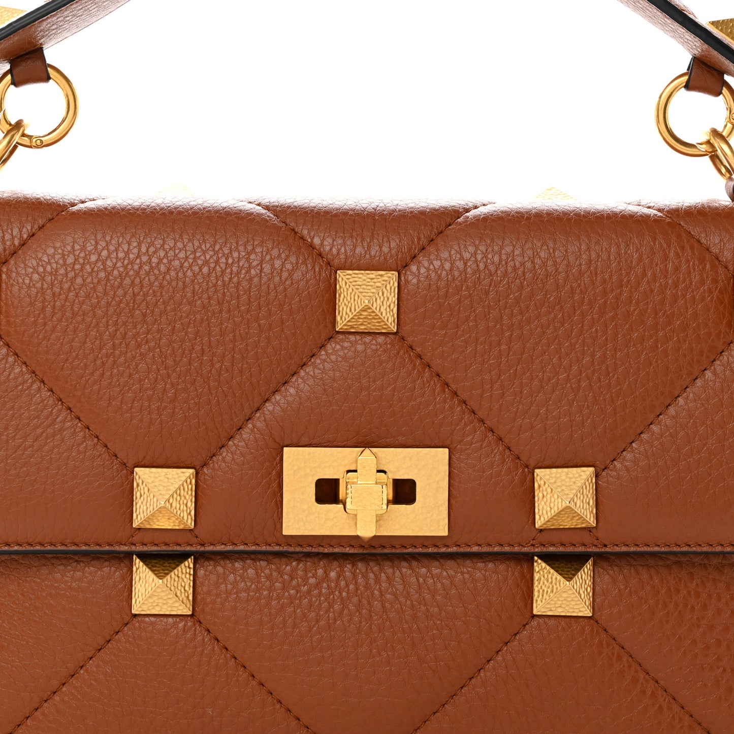 Grained Calfskin Large Roman Stud Shoulder Bag Selleria