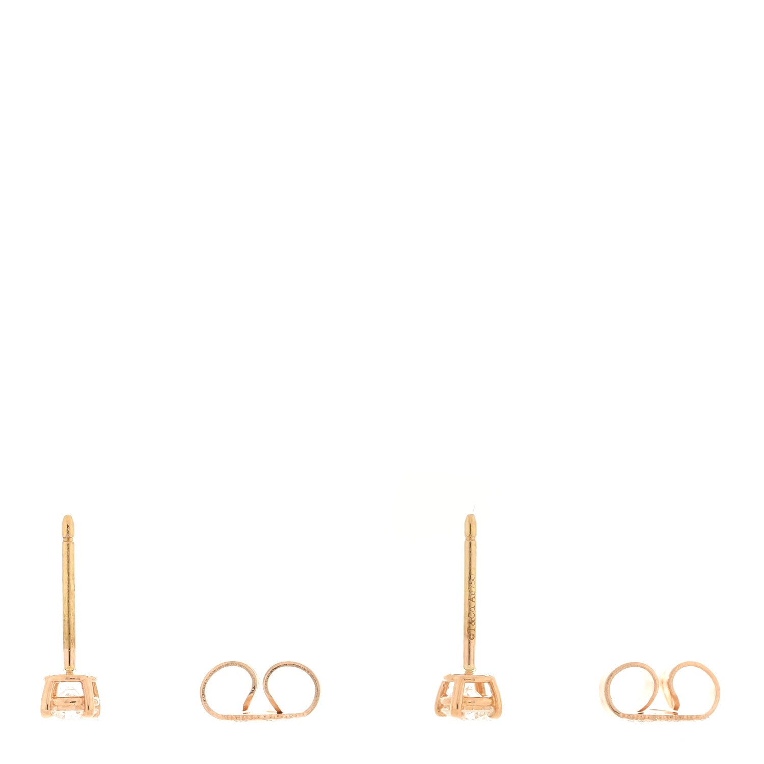 Tiffany 18K Rose Gold Diamond .22ctw Solitaire Earrings 3 of 4