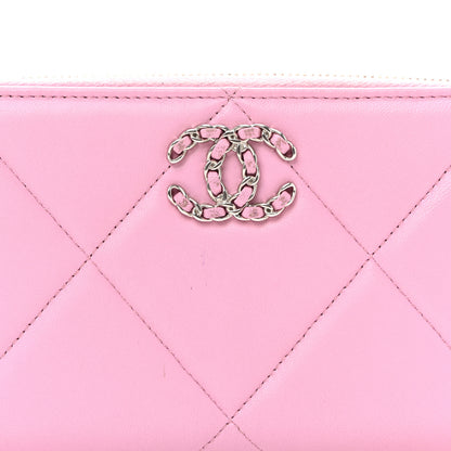 Chanel Lambskin Quilted Chanel 19 Zipped Wallet Light Pink 9 of 15