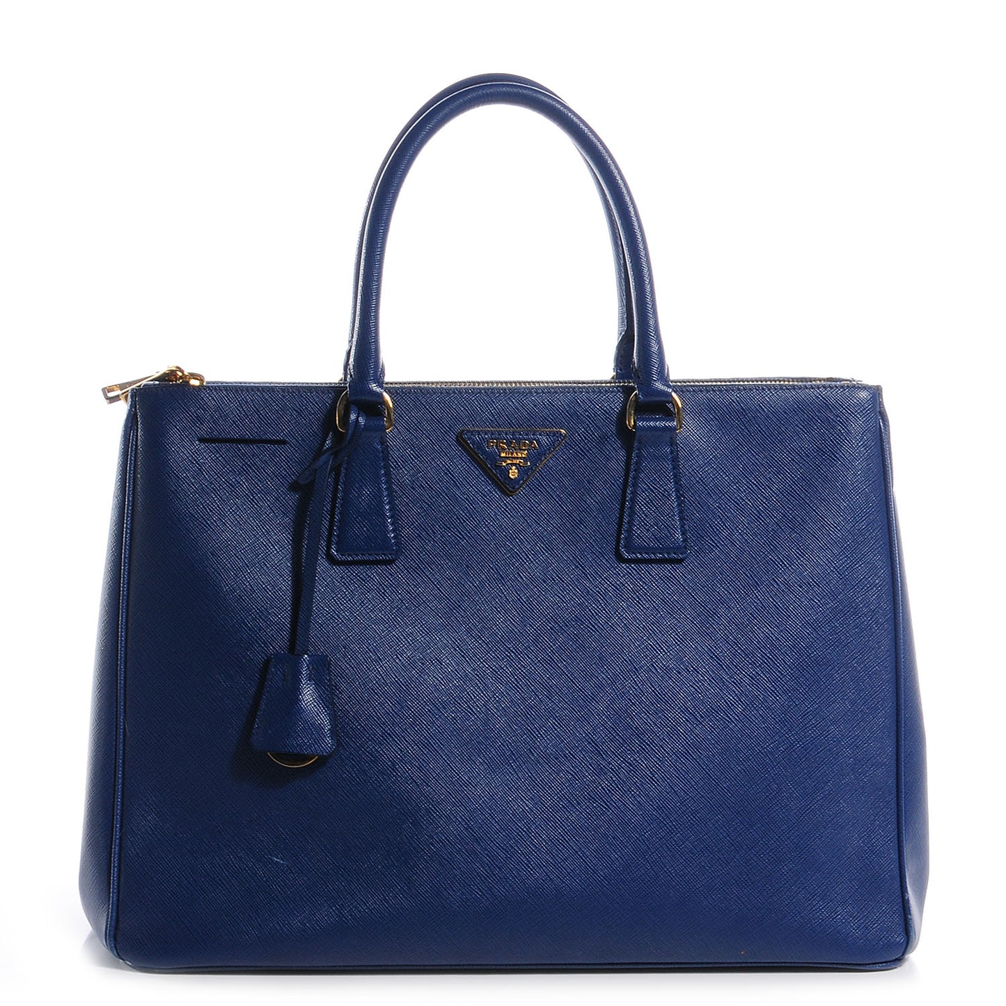 Saffiano Lux Medium Double Zip Tote Bluette