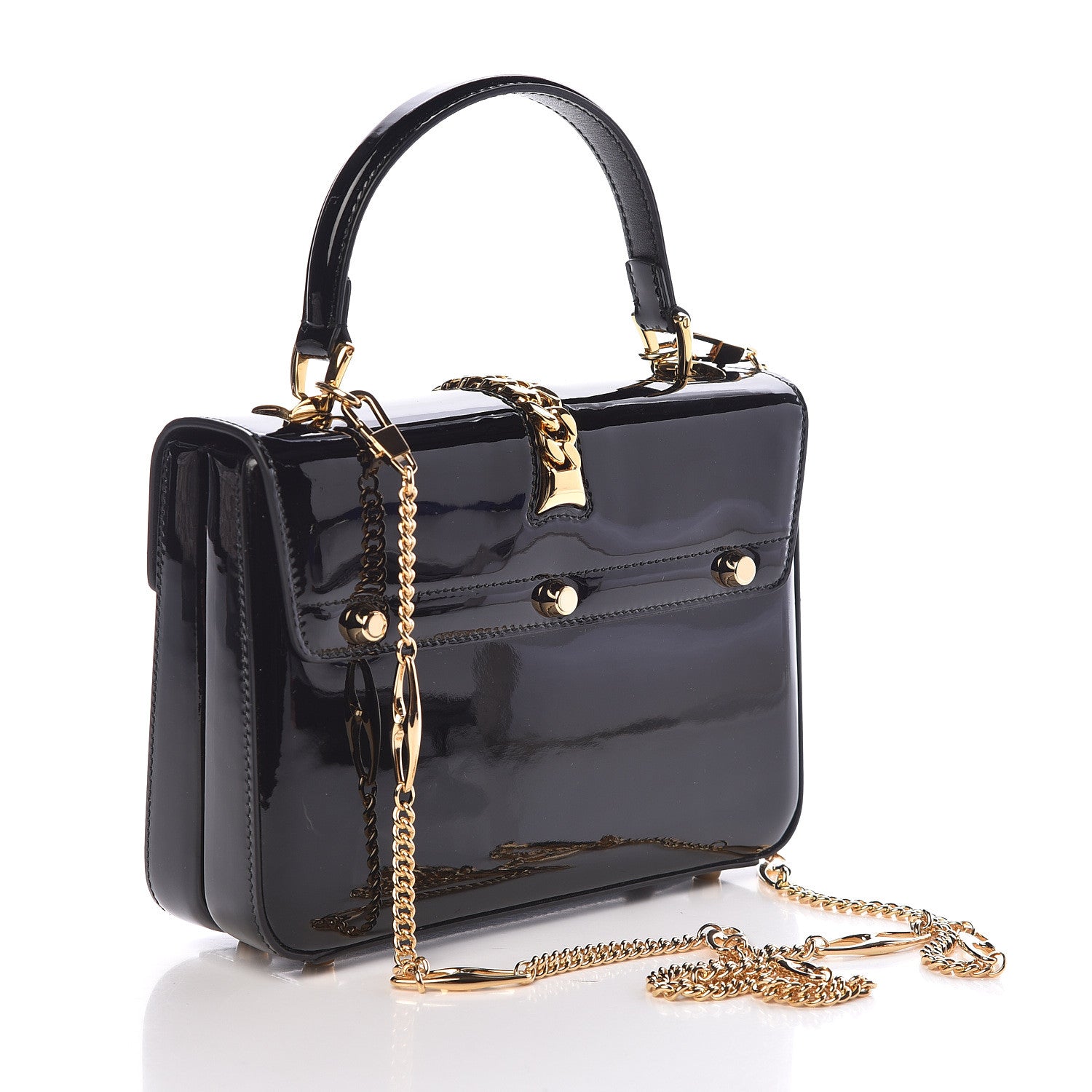 Gucci Mousse Top Patent Mini Sylvie 1969 Top Handle Bag Black 3 of 10