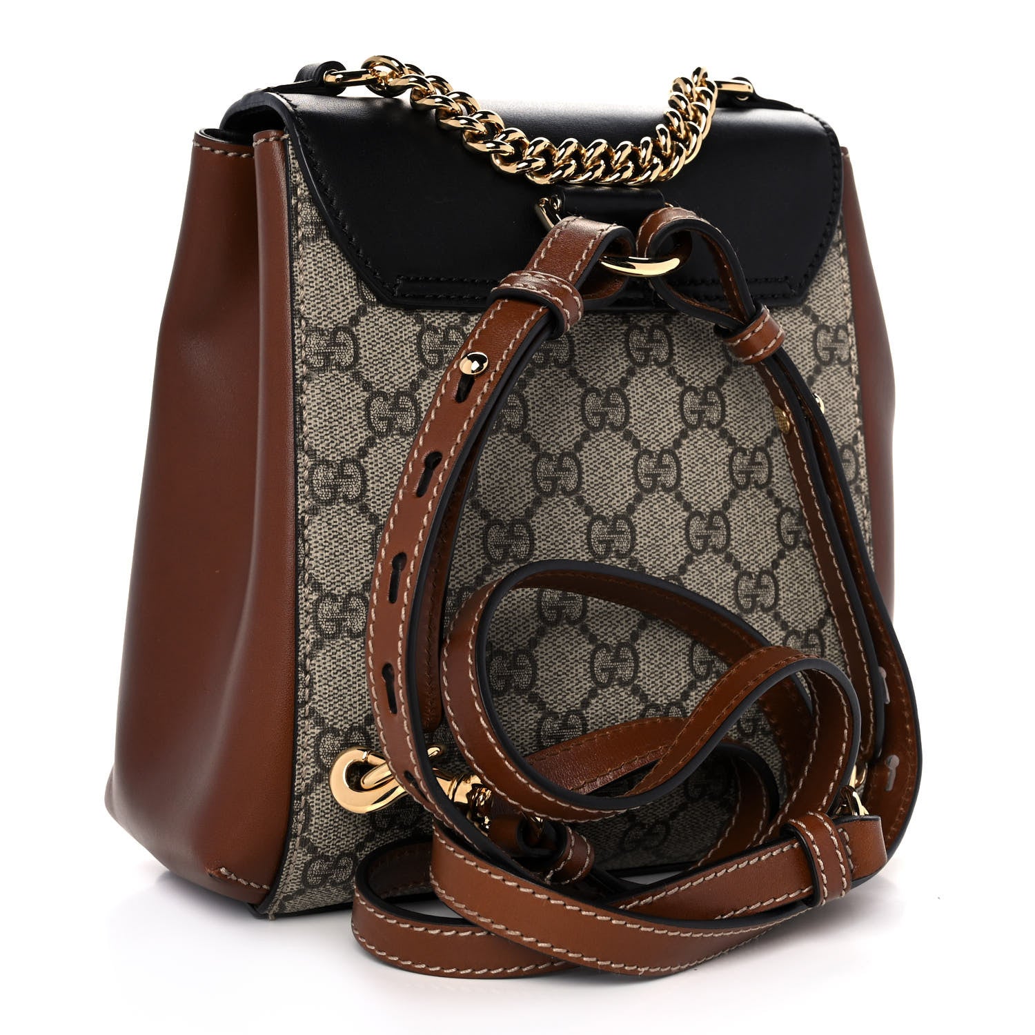 Gucci GG Supreme Monogram Calfskin Padlock Backpack Beige Cuir Black 3 of 13