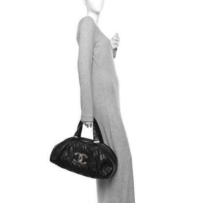 Chanel Lambskin Quilted Large Bowler Black 2 of 13
