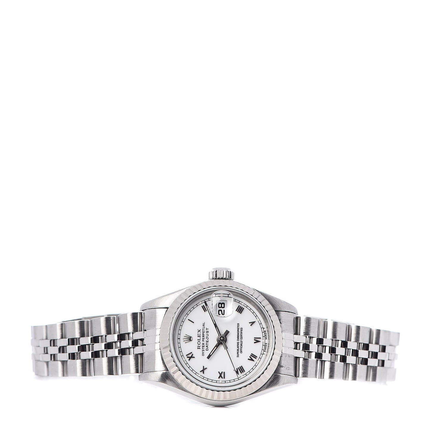Stainless Steel 18K White Gold 26mm Oyster Perpetual Datejust Watch White Roman 69174