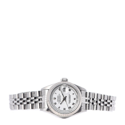 Rolex Stainless Steel 18K White Gold 26mm Oyster Perpetual Datejust Watch White Roman 69174 3 of 5