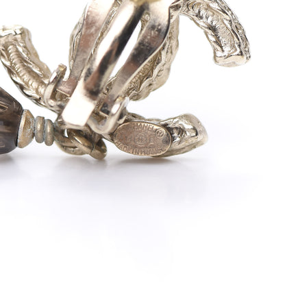 Chanel Pearl Crystal CC Dangle Clip On Earrings Light Gold 4 of 4