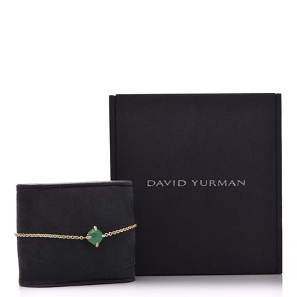 David Yurman 18K Yellow Gold Diamond Chrysoprase 8mm Chatelaine Bracelet 7 of 7
