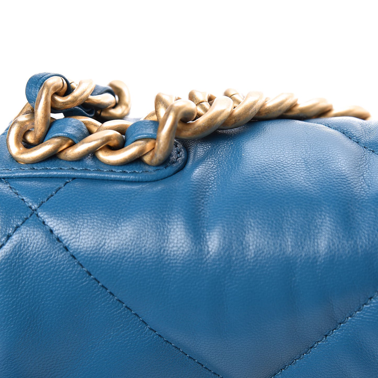 Goatskin Quilted Medium 19 Flap Turquoise