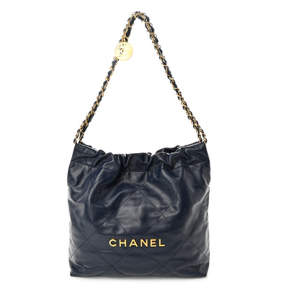 Chanel Shiny Calfskin Quilted Small Chanel 22 Navy 3 of 11