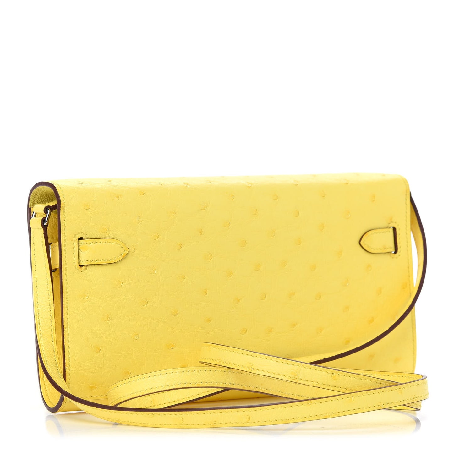 Ostrich Kelly Wallet To Go Jaune Citron