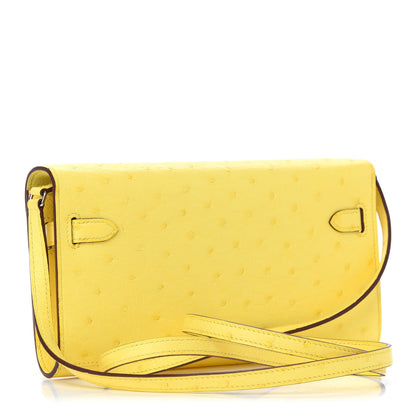 Hermes Ostrich Kelly Wallet To Go Jaune Citron 3 of 8