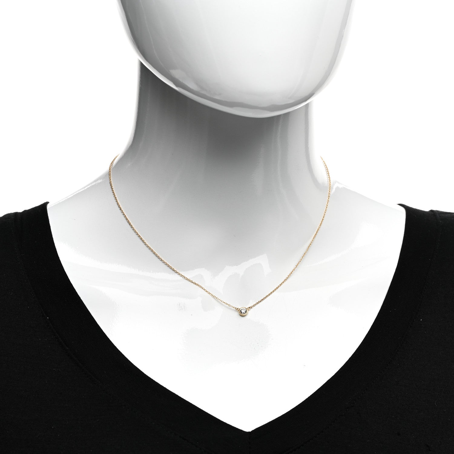 Tiffany 18K Yellow Gold Diamond .21ct Elsa Peretti Diamonds by the Yard Pendant Necklace 2 of 5