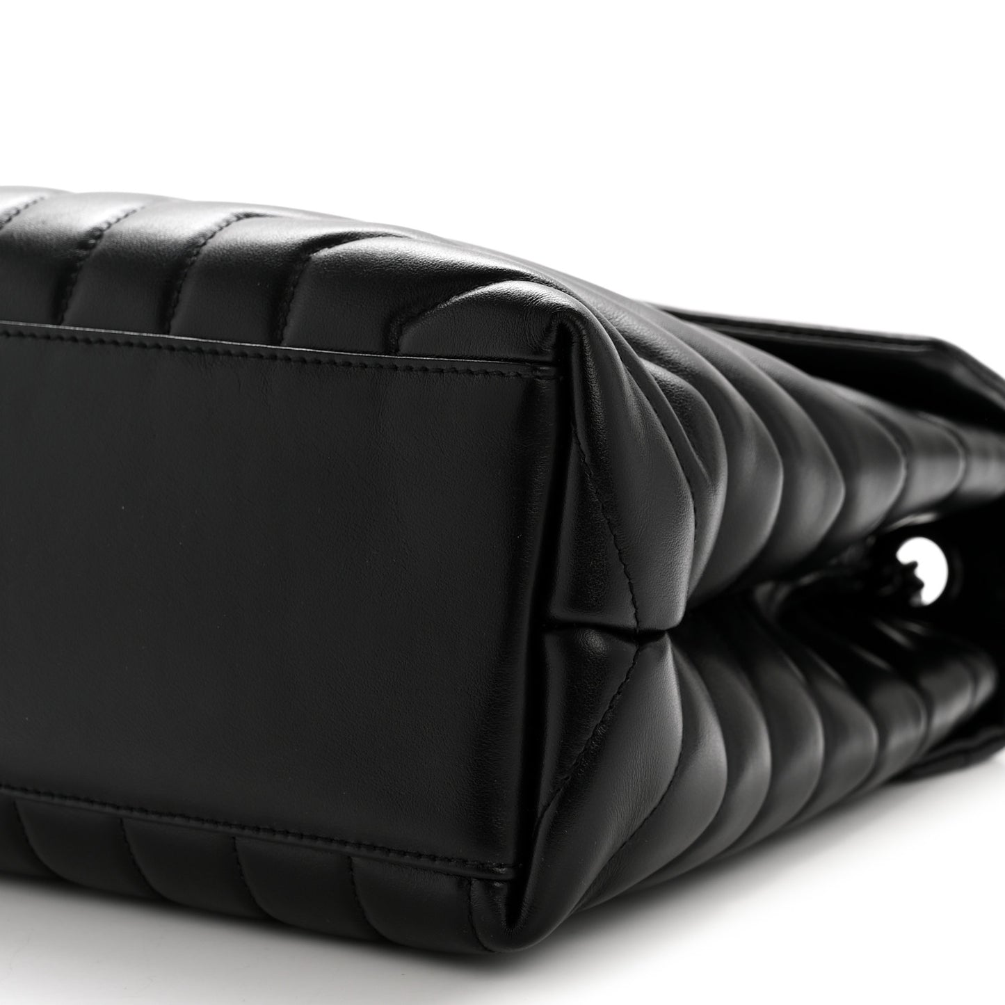 Calfskin Y Quilted Monogram Monochrome Medium Loulou Chain Satchel Black