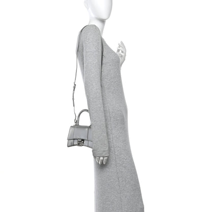 Balenciaga Metallic Textured Calfskin Hourglass Top Handle Bag XS Silver 2 of 9
