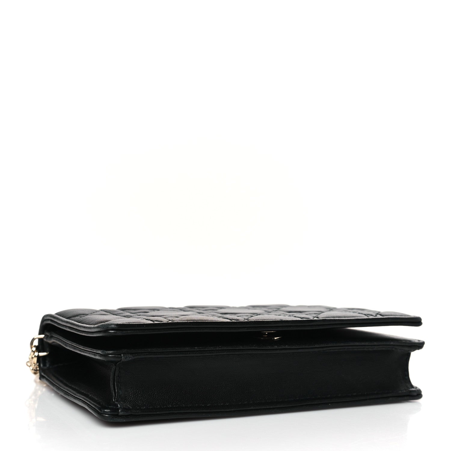 Christian Dior Lambskin Cannage Lady Dior Chain Wallet Black 4 of 9