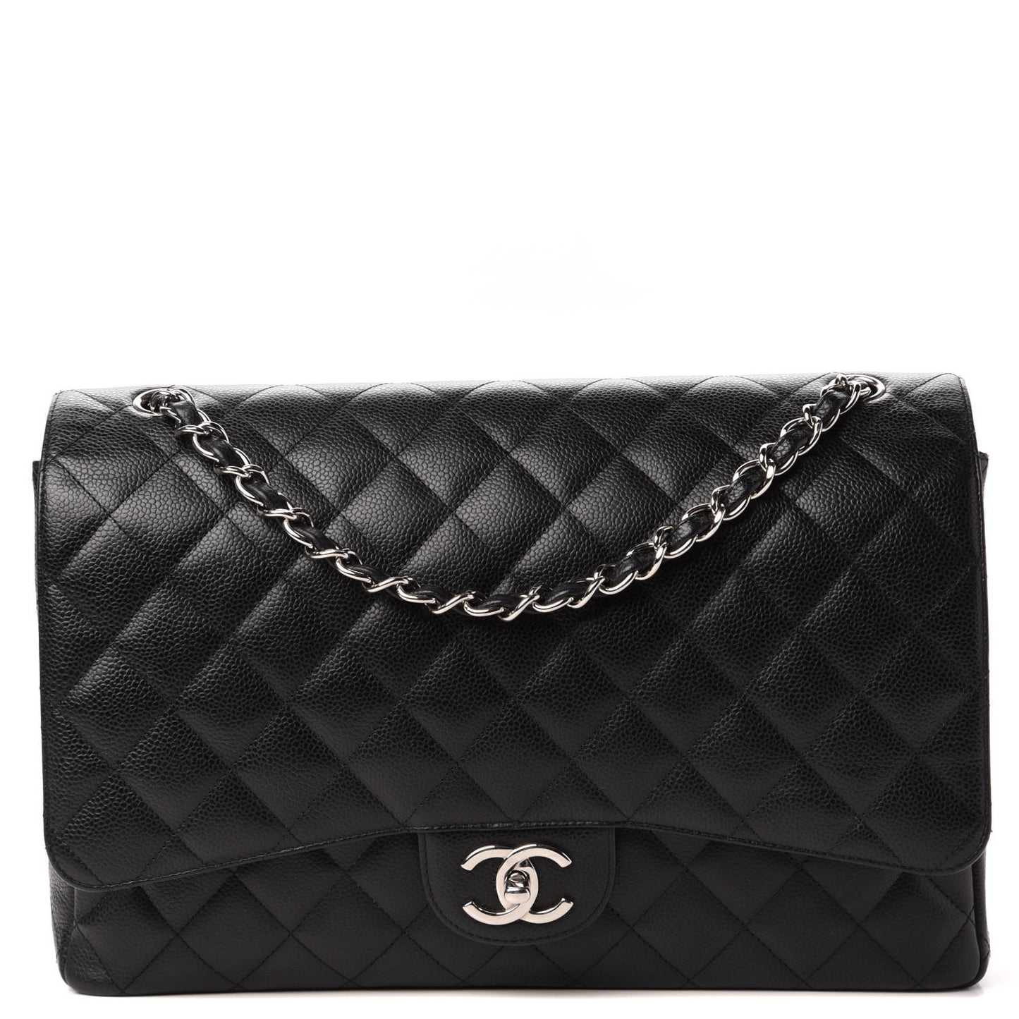 Caviar Quilted Maxi Double Flap Black