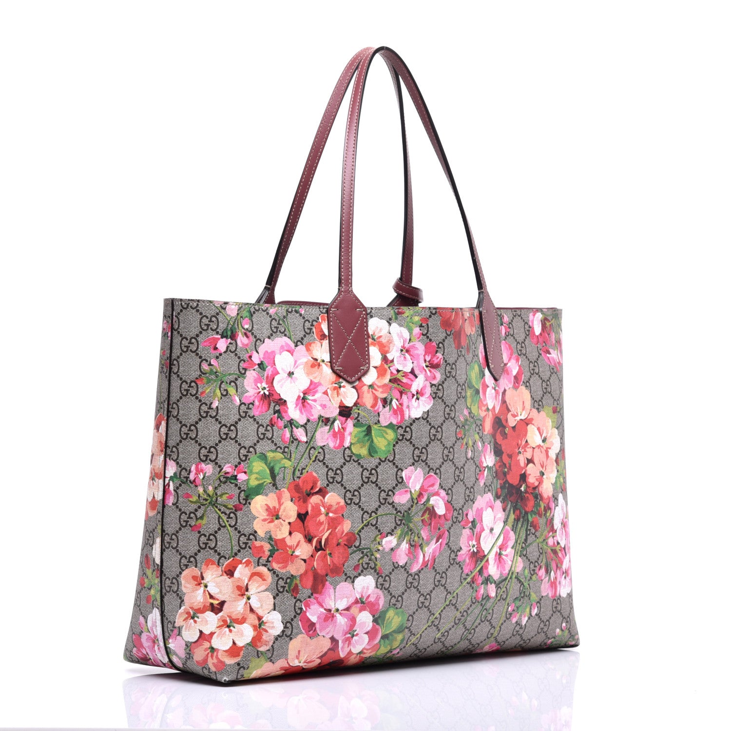 Gucci GG Supreme Monogram Blooms Medium Reversible Tote Beige Multicolor Dry Rose 5 of 17